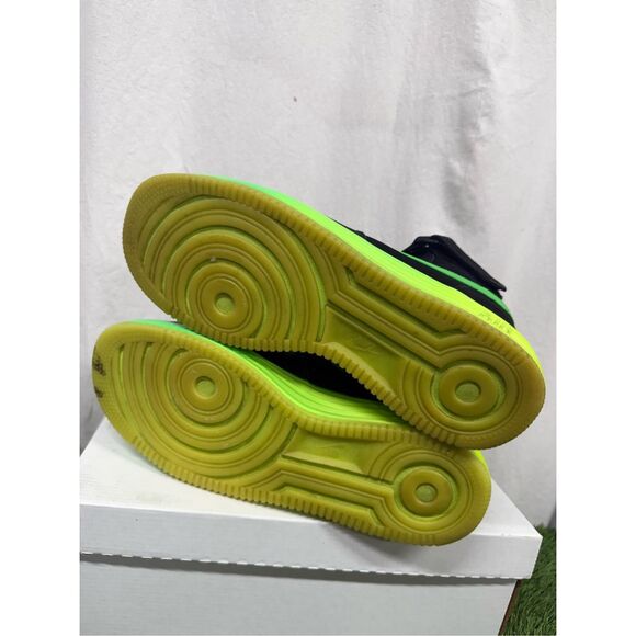 Sz 10 - Nike Lunar Force 1 Leather Black Green neon LTHR (555089-004) - Picture 6 of 8